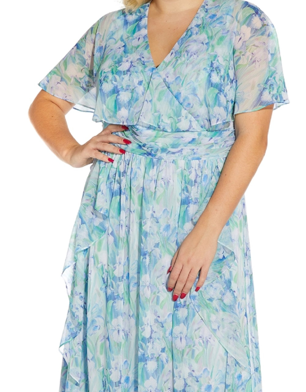 Vestido de festa feminino Adrianna Papell, azul, tamanho 24W, em chiffon