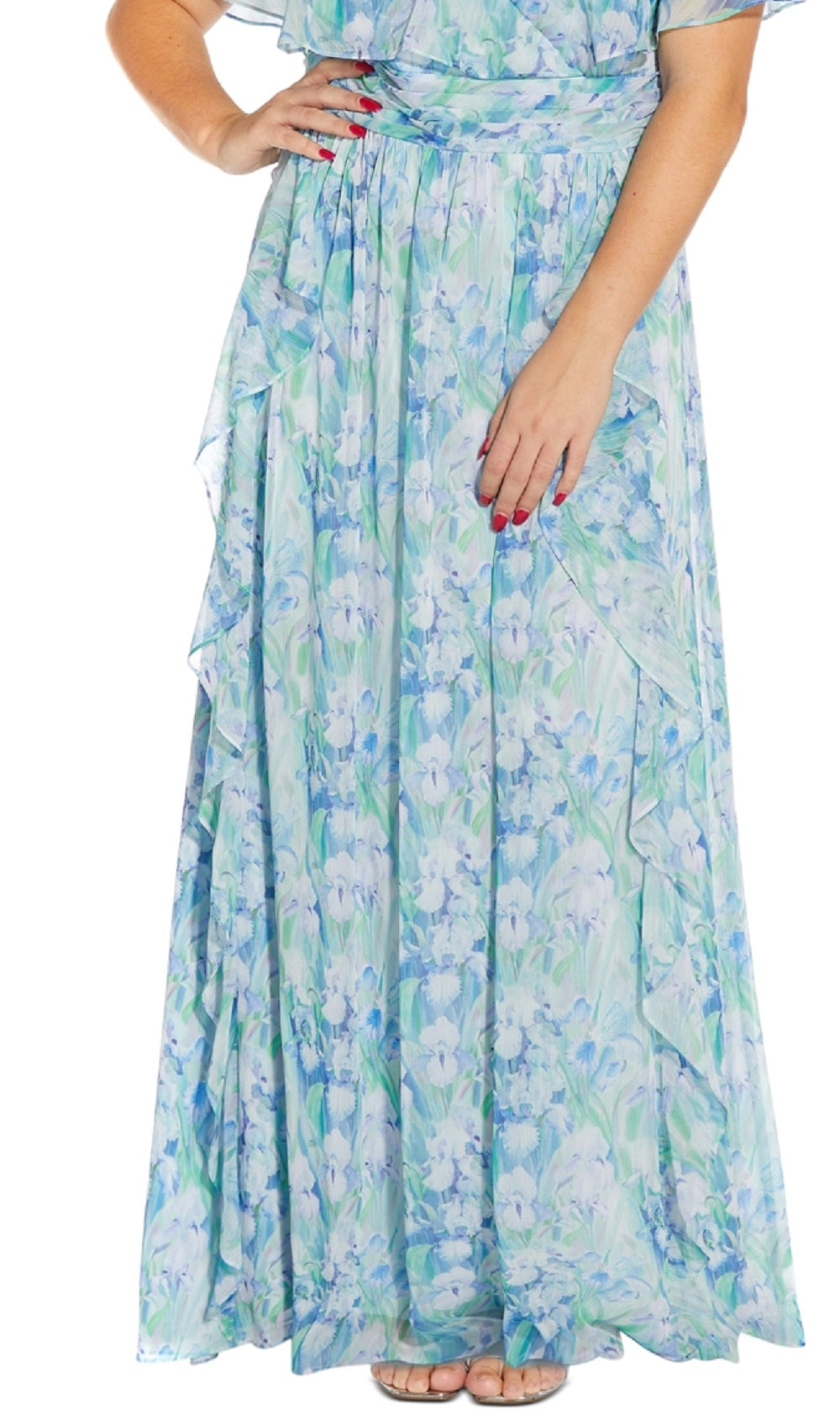 Vestido de festa feminino Adrianna Papell, azul, tamanho 24W, em chiffon