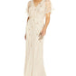 Vestido Blusão Ilusão com Contas Adrianna Papell Feminino Marrom Tamanho 4 Petite