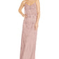 Vestido de festa feminino Adrianna Papell com contas rosa tamanho 16W