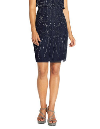 Adrianna Papell Women's Embellished Overlay Dress Blue Size 6