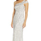 Vestido de festa feminino Adrianna Papell com um ombro só e contas, branco, tamanho 4