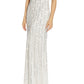 Vestido de festa feminino Adrianna Papell com um ombro só e contas, branco, tamanho 4