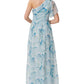 Vestido feminino Adrianna Papell com estampa floral e um ombro só, verde, tamanho 4