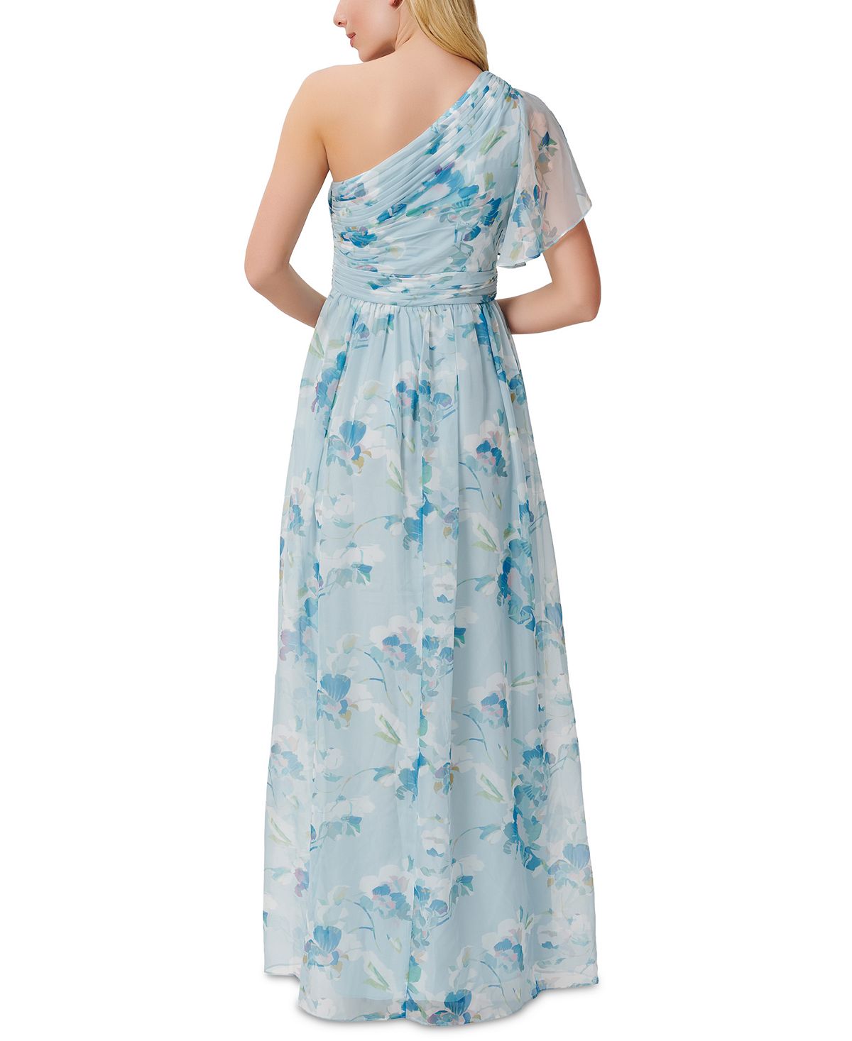 Vestido feminino Adrianna Papell com estampa floral e um ombro só, verde, tamanho 4