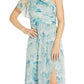 Vestido feminino Adrianna Papell com estampa floral e um ombro só, verde, tamanho 4