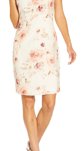 Vestido feminino Adrianna Papell com recorte nas costas e estampa de renda, rosa, tamanho 16