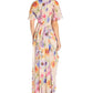 Vestido de chiffon com estampa floral feminino Adrianna Papell, marrom, tamanho 10