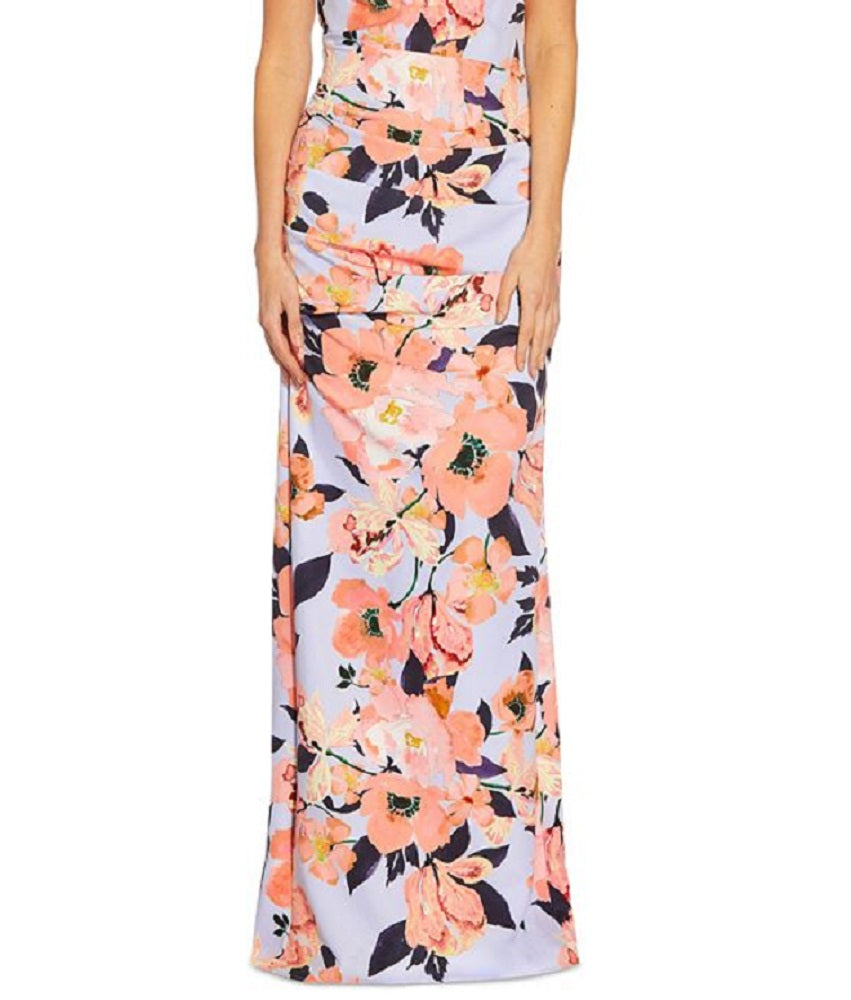 Vestido feminino Adrianna Papell com decote quadrado e estampa floral, azul, tamanho 14