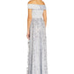 Vestido feminino Adrianna Papell com bordado floral e ombros de fora, azul, tamanho 12