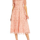 Vestido feminino bordado Adrianna Papell, estilo flare, rosa, tamanho 2