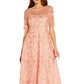Vestido feminino bordado Adrianna Papell, estilo flare, rosa, tamanho 2