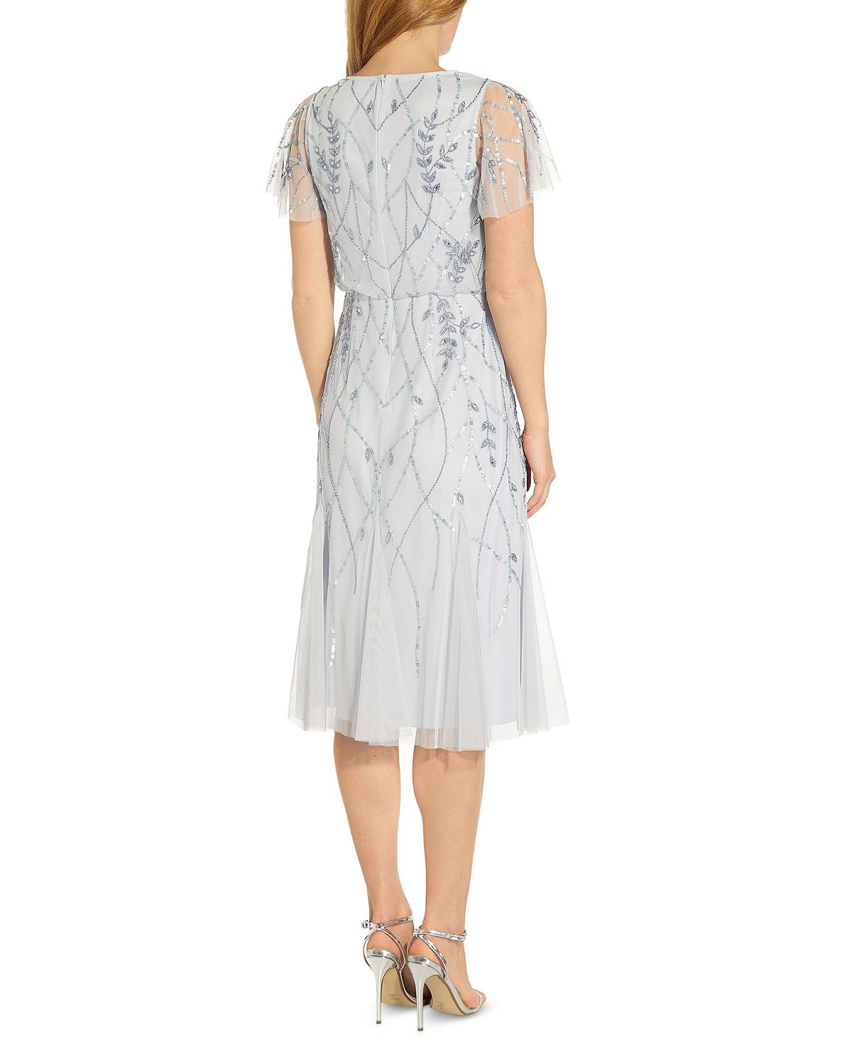 Vestido midi com contas Adrianna Papell feminino azul tamanho 14