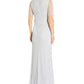 Vestido feminino Adrianna Papell com decote em V e contas, azul, tamanho 10