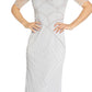 Vestido feminino Adrianna Papell com decote em V e contas, azul, tamanho 10