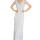 Vestido feminino Adrianna Papell com decote em V e contas, azul, tamanho 10