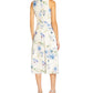 Vestido feminino Adrianna Papell com estampa floral jacquard, sem mangas, estilo flare, azul, tamanho 8
