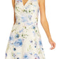 Vestido feminino Adrianna Papell com estampa floral jacquard, sem mangas, estilo flare, azul, tamanho 8