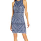 Vestido feminino sem mangas com contas Adrianna Papell, azul, tamanho 4