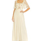 Vestido de festa feminino Adrianna Papell com corpete e contas, marrom, tamanho 14