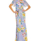 Vestido de chiffon com estampa floral feminino Adrianna Papell, roxo, tamanho 12