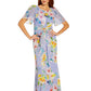 Vestido de chiffon com estampa floral feminino Adrianna Papell, roxo, tamanho 12