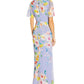 Vestido de chiffon com estampa floral feminino Adrianna Papell, roxo, tamanho 16