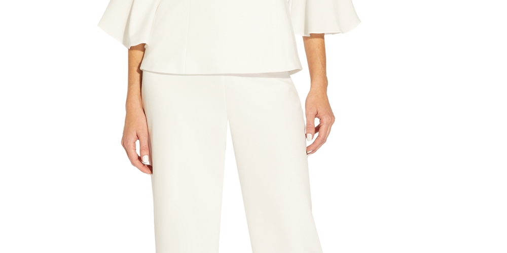 Blazer feminino Adrianna Papell com gola xale e manga sino, branco, tamanho 4