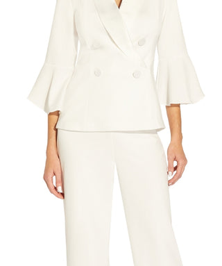 Blazer feminino Adrianna Papell com gola xale e manga sino, branco, tamanho 8