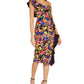 Vestido feminino Aidan By Aidan Mattox com estampa floral e babados, um ombro só, preto, tamanho 6