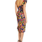 Vestido feminino Aidan By Aidan Mattox com estampa floral e babados, um ombro só, preto, tamanho 6