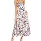 Vestido midi feminino de cetim com estampa floral Aidan By Aidan Mattox, branco, tamanho 6