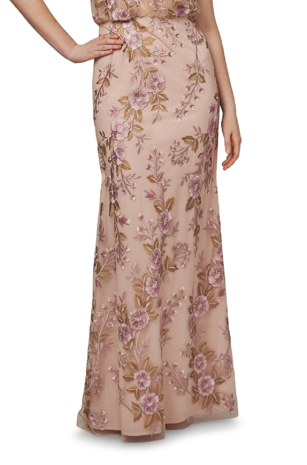Vestido feminino bordado floral Adrianna Papell, rosa, tamanho 8