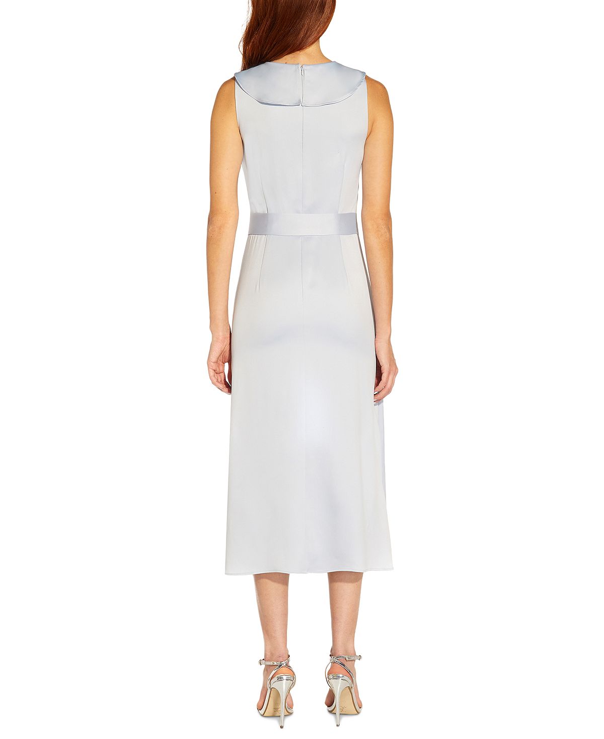 Vestido midi com babados feminino Adrianna Papell, azul, tamanho 4