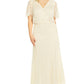 Vestido feminino Adrianna Papell com decote nas costas e contas, branco, tamanho 18