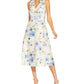 Vestido midi feminino Adrianna Papell com estampa floral azul, tamanho 6, pequeno
