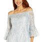Adrianna Papell Blusa feminina ombro a ombro Soutache Azul Tamanho 10