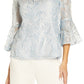 Adrianna Papell Blusa feminina ombro a ombro Soutache Azul Tamanho 10