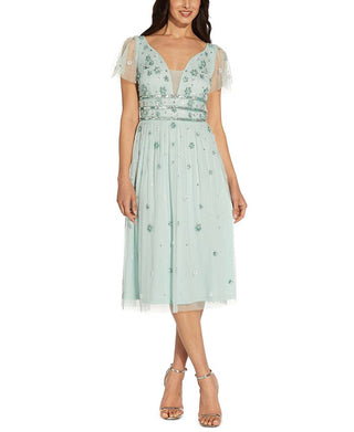 Adrianna Papell Women's Embellished Midi Dress Green Size 4