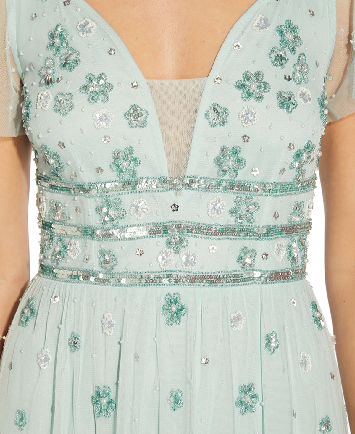 Vestido midi com detalhes Adrianna Papell feminino, verde, tamanho 4