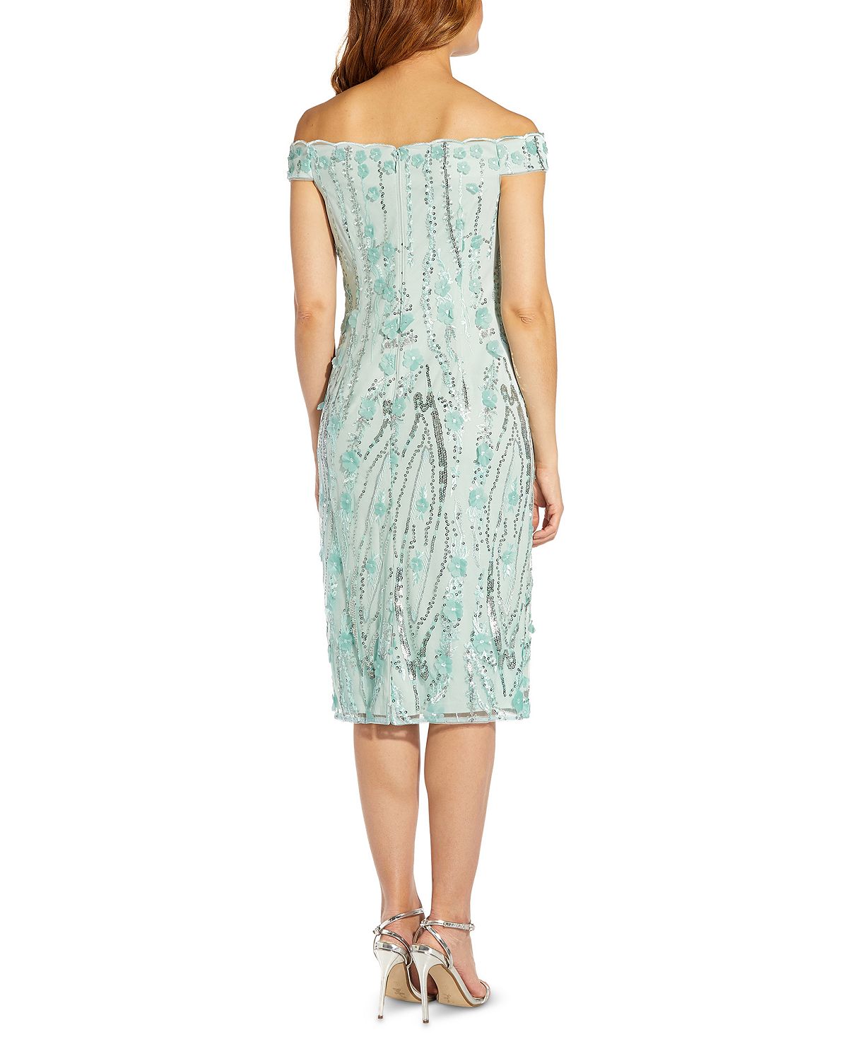 Vestido tubinho floral 3D tomara que caia feminino Adrianna Papell, azul, tamanho 6