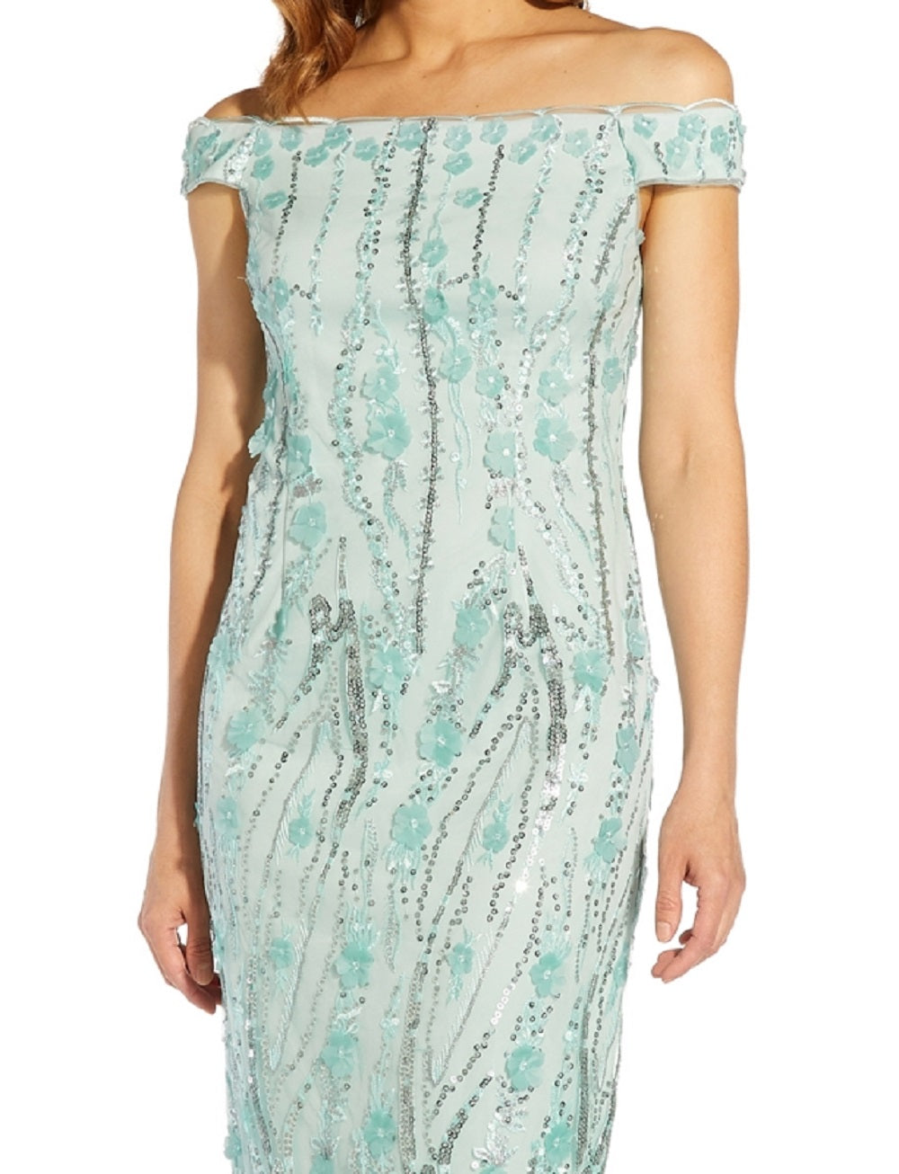 Vestido tubinho floral 3D tomara que caia feminino Adrianna Papell, azul, tamanho 6