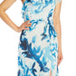 Vestido feminino Adrianna Papell com um ombro só e bolinhas, azul, tamanho 4