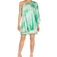 Vestido feminino estampado de um ombro só, verde, tamanho 14, Aidan By Aidan Mattox