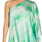 Vestido feminino estampado de um ombro só, verde, tamanho 14, Aidan By Aidan Mattox