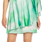 Vestido feminino estampado de um ombro só, verde, tamanho 14, Aidan By Aidan Mattox
