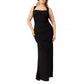 Vestido feminino Adrianna Papell sem mangas com babados, preto, tamanho 14W