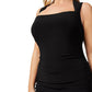 Vestido feminino Adrianna Papell sem mangas com babados, preto, tamanho 14W