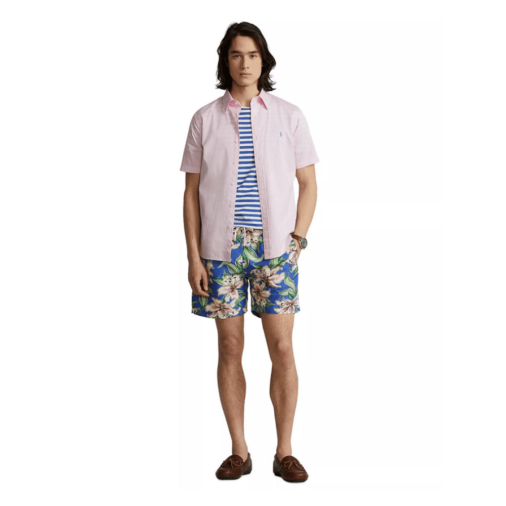 Calção de banho clássico floral viajante masculino Polo Ralph Lauren azul tamanho XX-G