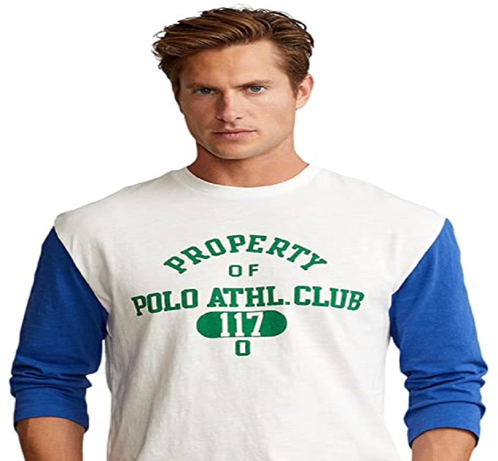 Camiseta de beisebol masculina Polo Ralph Lauren Classic Fit Graphic, branca, tamanho X-G